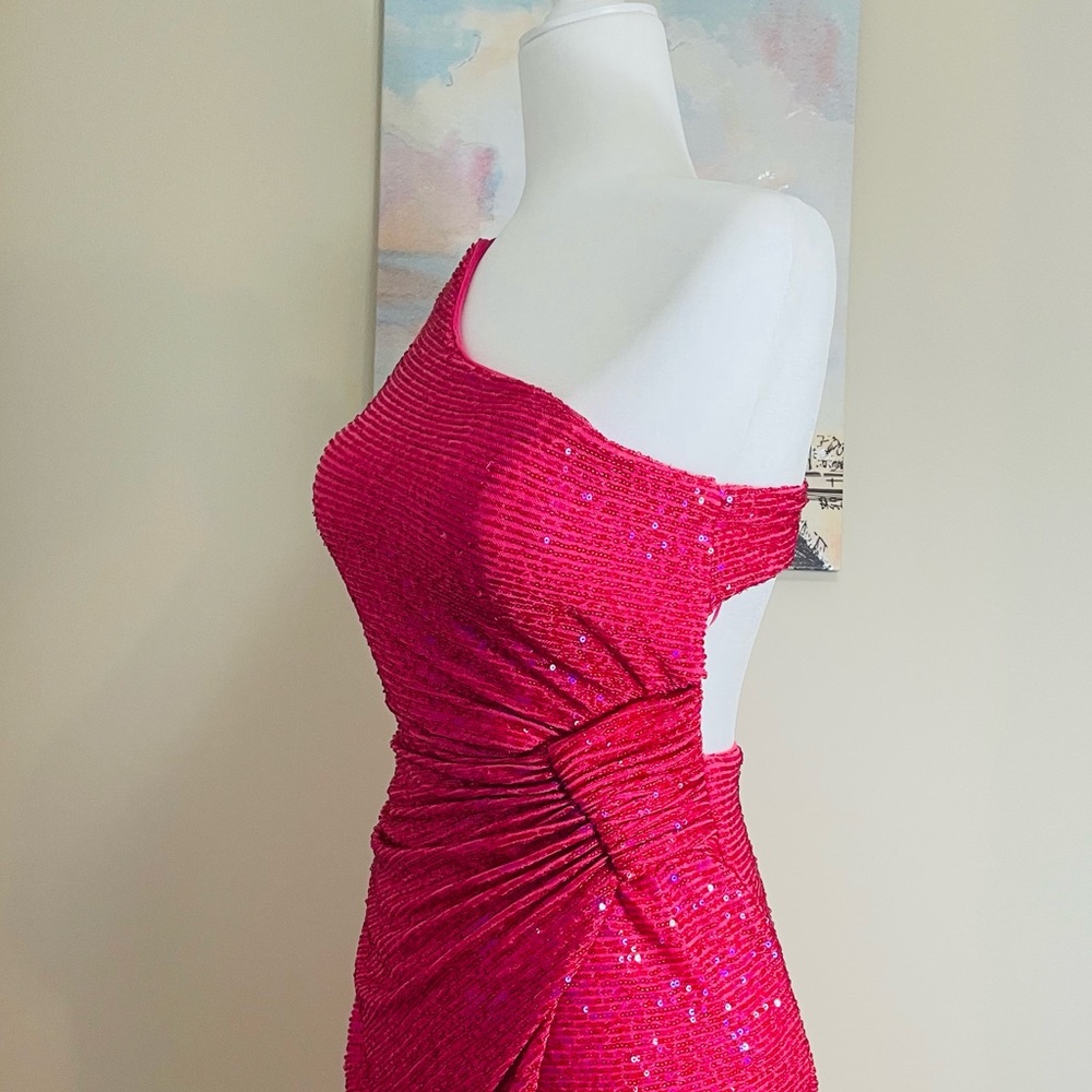 Sequin Ruched Waist Gown